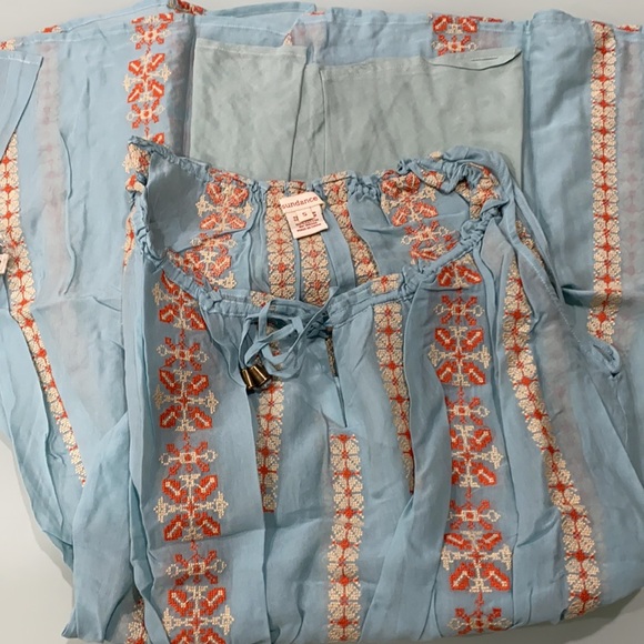 SUNDANCE: Aqua Embroidered S/S Dress - Picture 8 of 9